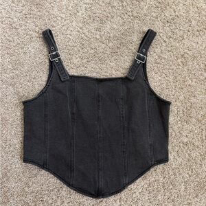 wild fable Black Buckle-Strap Corset-Style Tank